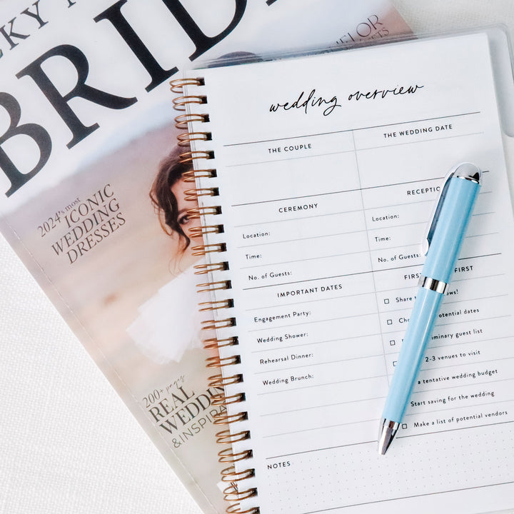 Our mother of the bride planners include detailed worksheets including a wedding overview.