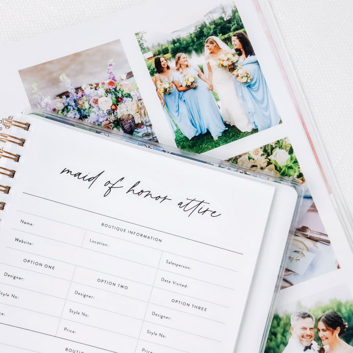 Our maid of honor planners include detailed worksheets for everything you need for the bride's wedding day.