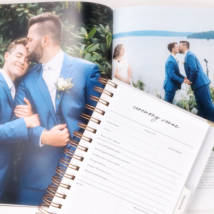 Our LGBT planners feature detailed worksheets on everything a couple needs for their big day, including venue visits.