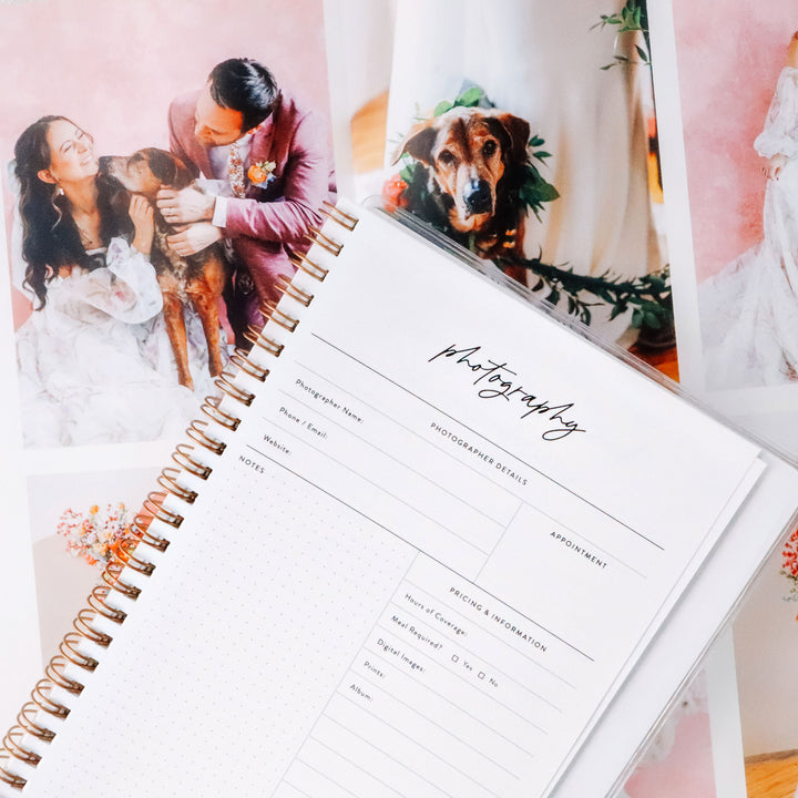 Detailed worksheets cover all the important details of your big day, such as wedding photography and videography.