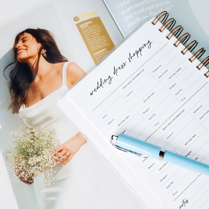 Our planners include an extensive section on shopping for and selecting your wedding dress.