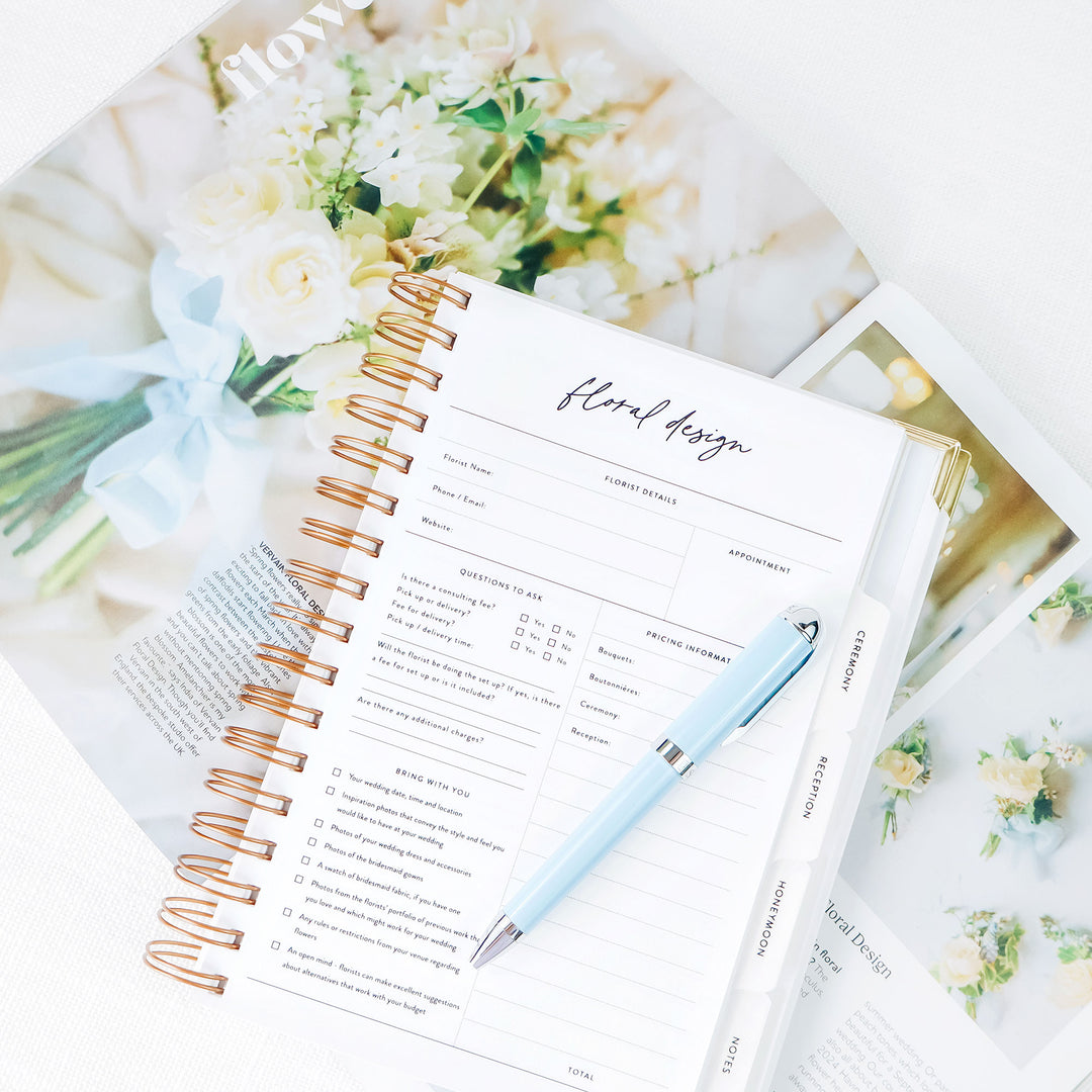 A detailed worksheet for planning your wedding day floral design