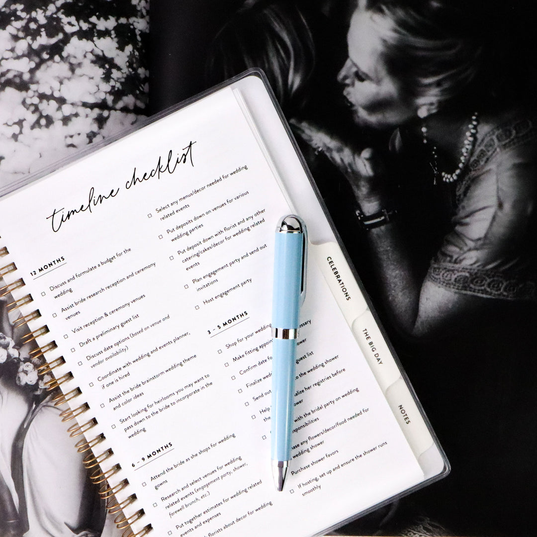 Our mother of the bride planners include detailed worksheets including a timeline checklist.