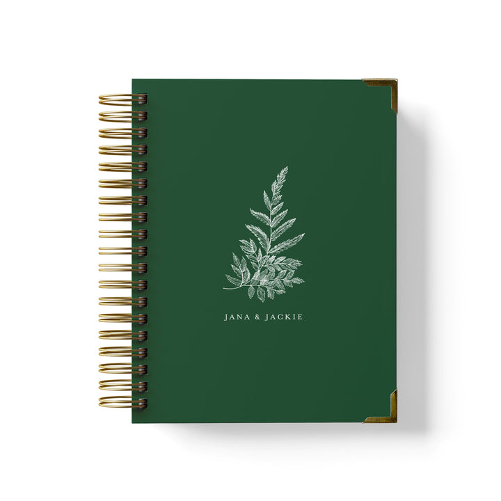 Our LGBT wedding planner books are all-inclusive and gender-neutral, shown in a botanical fern design