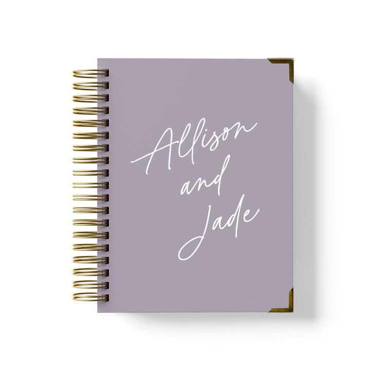 Our LGBT wedding planner books are all-inclusive and gender-neutral, shown in a simple script design