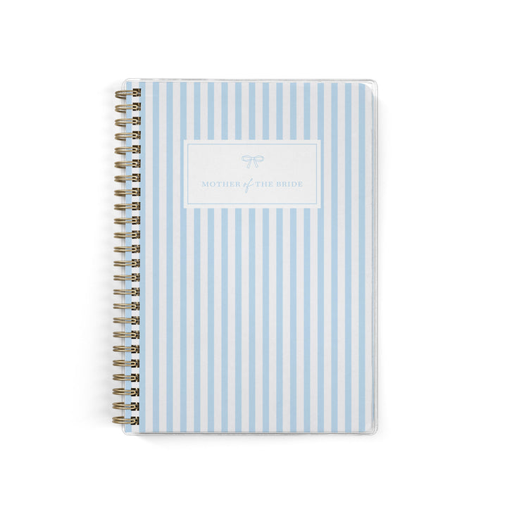 Shown in a classic blue and white stripe design, Mother of the Bride planners are exclusive to Wicked Bride.