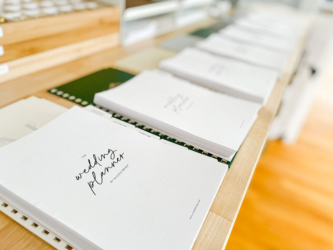 Custom wedding planners by Wicked Bride are always made by hand, never mass-produced.