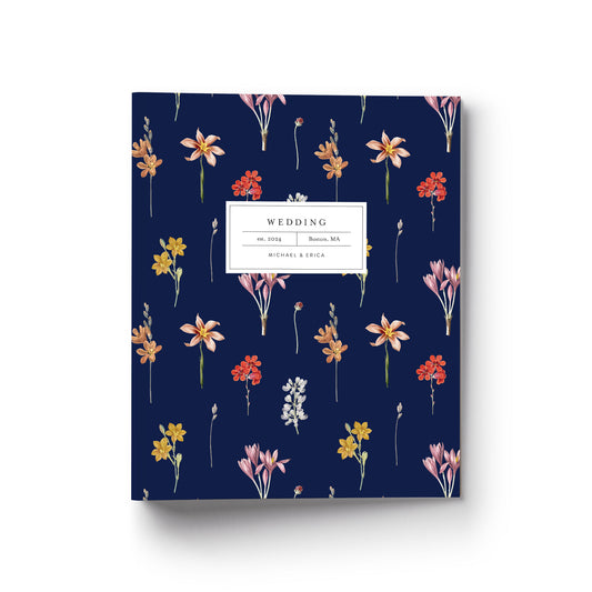 Our wedding binders are the perfect planning tool, shown in dark grandmillenial floral print