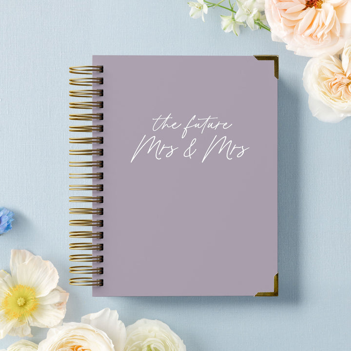 Our LGBT wedding planner books are all-inclusive and gender-neutral, shown in a simple script design