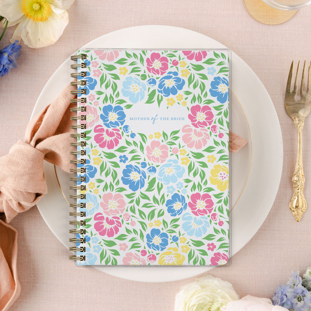 Shown in a colorful garden floral design, Mother of the Bride planners are exclusive to Wicked Bride.