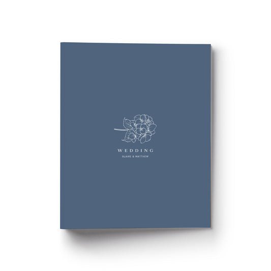 Our wedding binders are the perfect planning tool, shown in a hydrangea sprig design