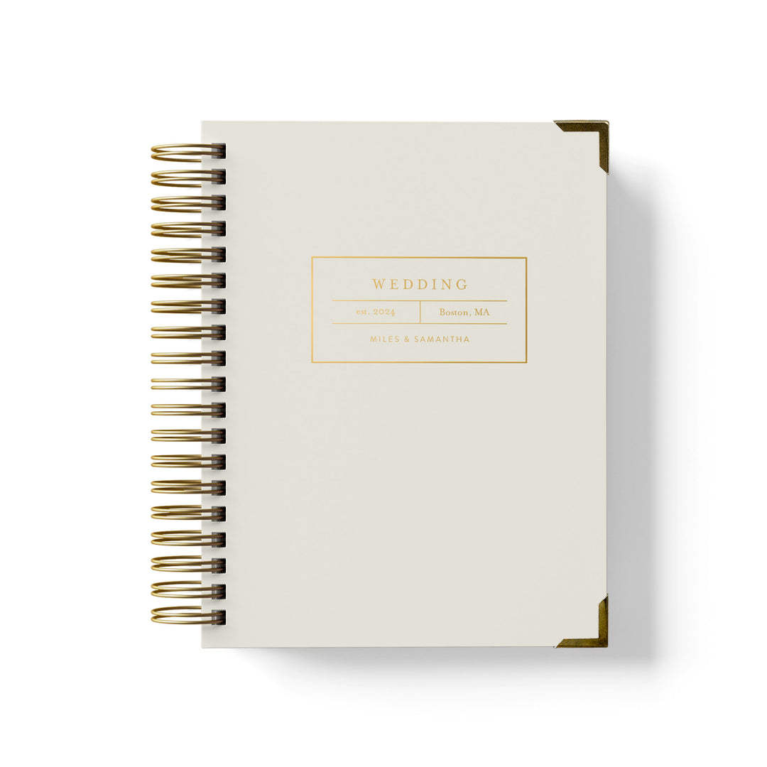 Our luxury wedding planner books are the best a bride can buy, featured in a modern apothecary label design