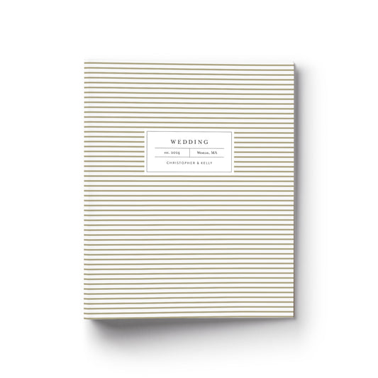 Our wedding binders are the perfect planning tool, shown in a mini stripe design