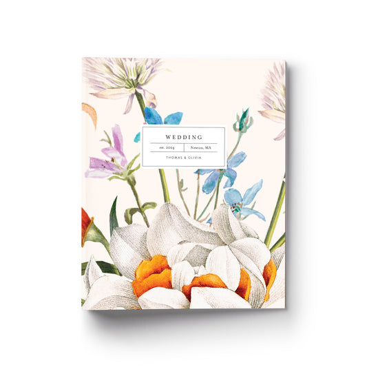 Our wedding binders are the perfect planning tool, shown in a vintage botanical design