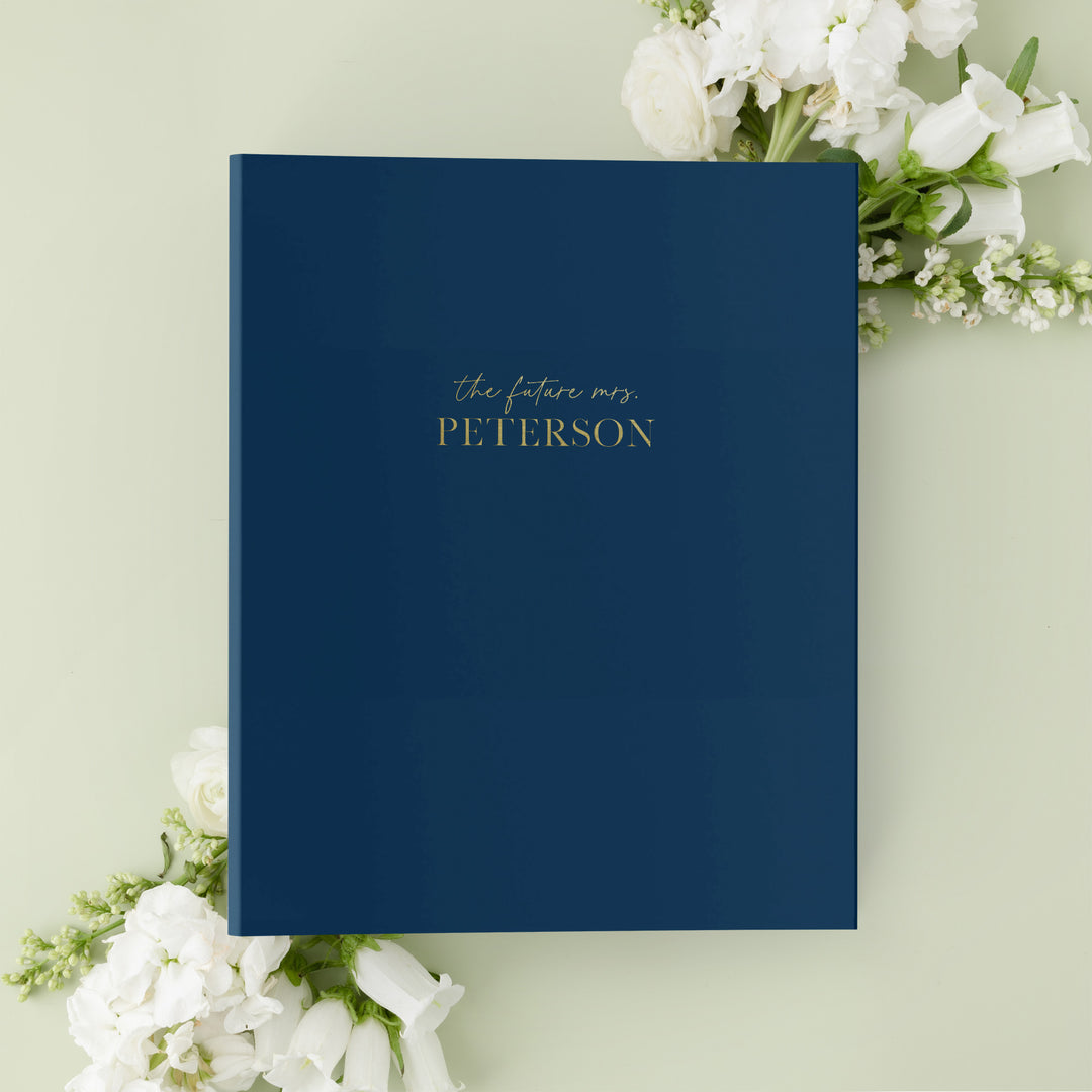 Our wedding binders are the perfect wedding planning tool, shown with the future last name of the bride